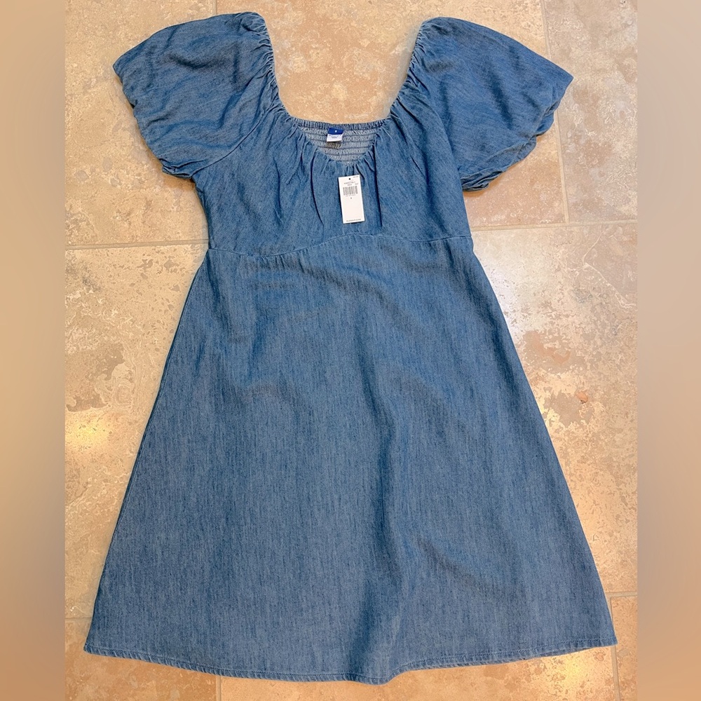 Old Navy Denim Dress with Puff Cap Sleeves-NWT